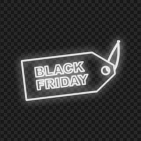 HD Black Friday Tag White Neon Sign PNG