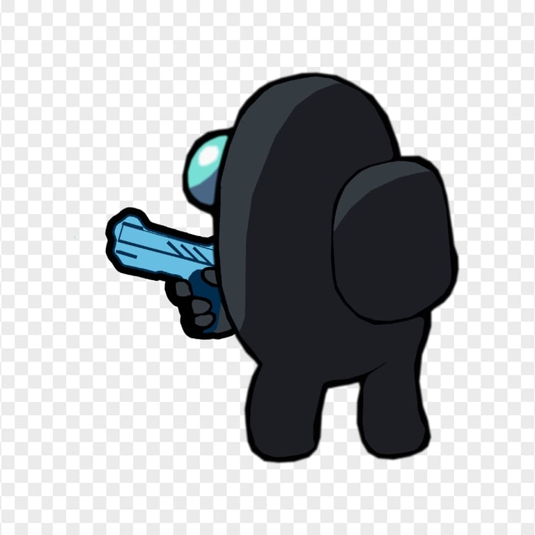 HD Black Among Us Character Back View Pointing Gun PNG