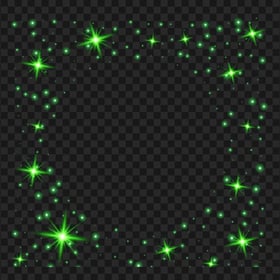 Transparent HD Glowing Green Stars Square Frame