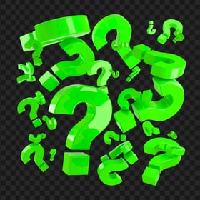 3D Green Question Marks Icons Pattern PNG Image