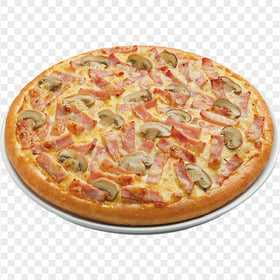 Tasty Mushroom Bacon Pizza White Sauce HD Transparent PNG