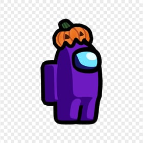 HD Purple Among Us Character Pumpkin Hat PNG