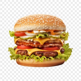 Double Burger with Melty Cheese Fresh Lettuce and Pickles HD