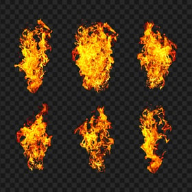 Set Of Flaming Fire Different Shapes Image PNG