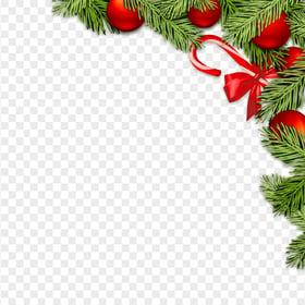Christmas Vector Decorated Pine Branch Corner PNG