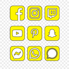 HD Beautiful Yellow & White Social Media Square Icons PNG