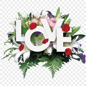 Download Floral Love Word Art Valentine PNG
