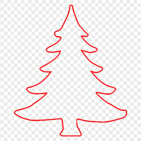 HD Simple Red Outline Christmas Tree PNG