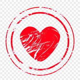 Red Circle Shape Contains Heart Stamp PNG