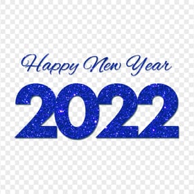 Blue Glitter Happy New Year 2022 FREE PNG