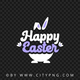 HD Happy Easter Egg Purple Calligraphy Transparent PNG