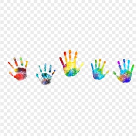 HD Set Of Colorful Realistic Hands Print PNG