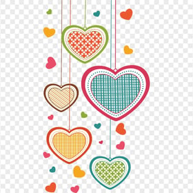 FREE Vector Hanging & Falling Colored Hearts PNG