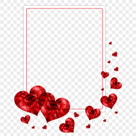 Love Valentine Photo Frame With Red Hearts HD PNG