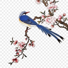 Chinese Bough Flowers Birds Canvas Effect