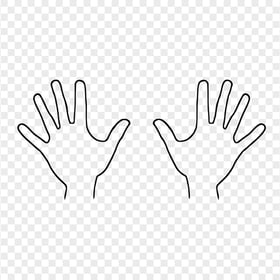 HD Black Outline Two Hands Print PNG