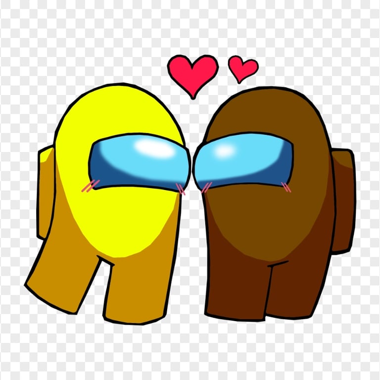 HD Among Us Yellow Love Brown Characters Valentines Day PNG