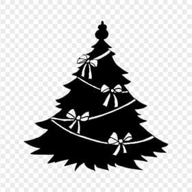 HD Black Decorated Christmas Tree Realistic Icon Silhouette PNG