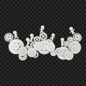 Download 3D Gears With Workers Characters PNG