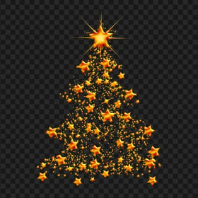 Golden Stars Christmas Tree Shape PNG