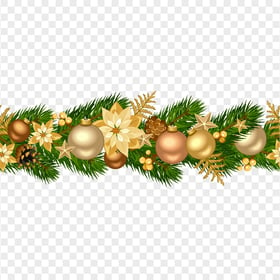 Christmas Decorated Garland Golden Balls HD PNG