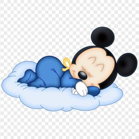 HD Baby Mickey Mouse Sleeping at Cloud PNG