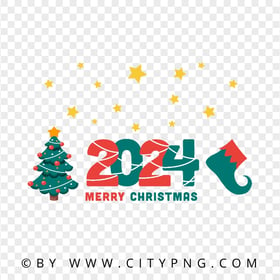 2024 Merry Christmas Red And Green Vector PNG