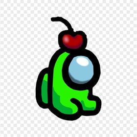 HD Lime Among Us Mini Crewmate Baby With Cherry Hat PNG