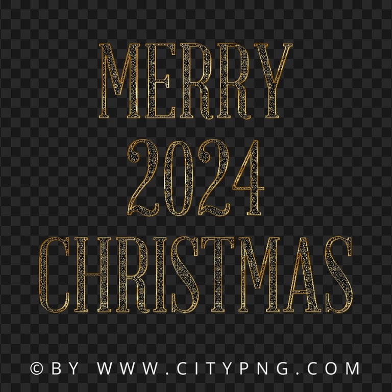 Merry Christmas 2024 Golden Text Typography HD PNG