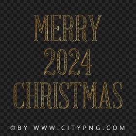 Merry Christmas 2024 Golden Text Typography HD PNG