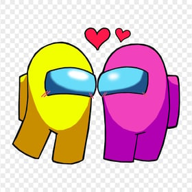 HD Among Us Yellow Love Pink Characters Valentines Day PNG