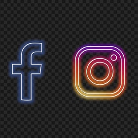 HD Neon Facebook Instagram Logos Icons PNG