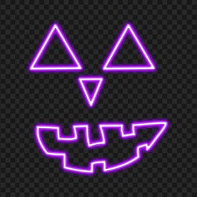 HD Purple Neon Monster Halloween Pumpkin Face PNG