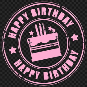 HD Pink Happy Birthday Round Stamp PNG