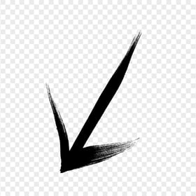 HD Black Arrow Down Left Brush Stroke PNG