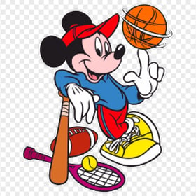 Mickey Mouse Playing With Baseball Ball PNG