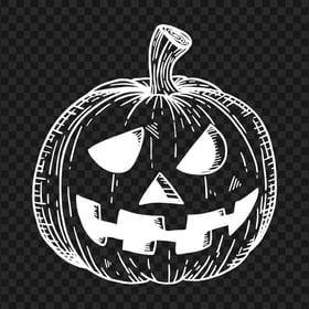 White Hand Drawn Line Halloween Pumpkin Face
