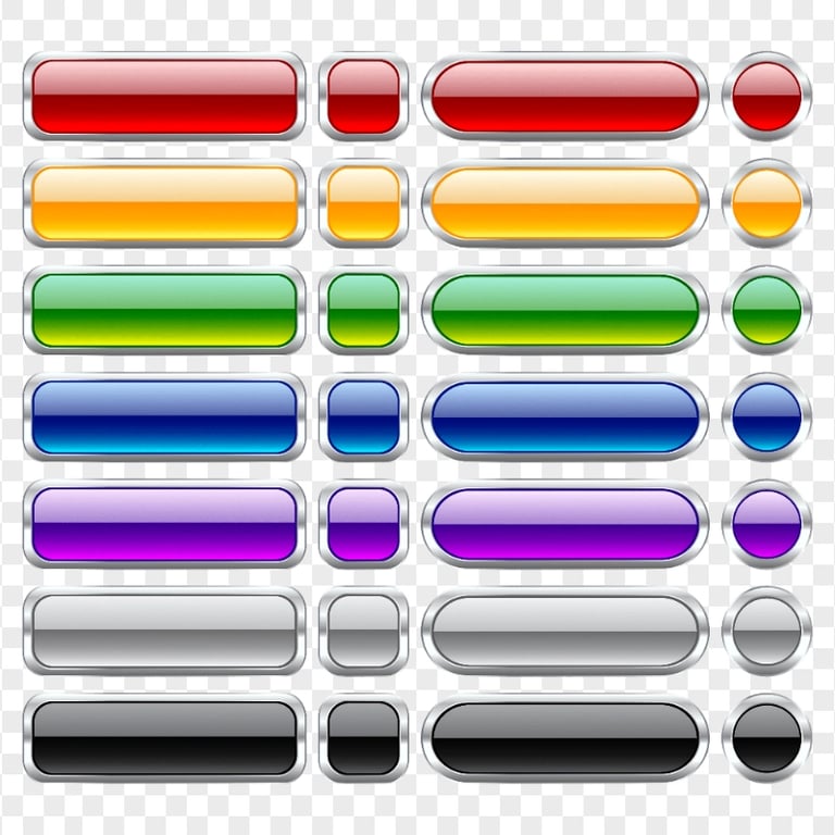 HD Set Of Glossy Web Buttons Transparent Background