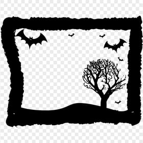 Halloween Black Frame Contains Bats Tree Silhouettes