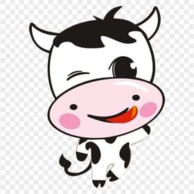 HD Cartoon Cute Happy Cow Black & White Character PNG