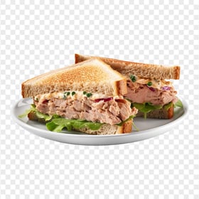 Transparent HD Fresh Fish Sandwich Cut in Half on a Plate