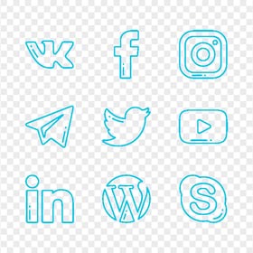 Social Media Blue Drawing Logos Icons FREE PNG