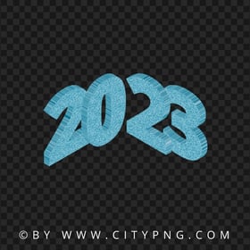 HD 2023 Blue Glitter 3D Text Transparent PNG