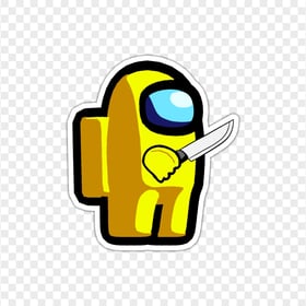 HD Yellow Among Us Character Holding Knife Stickers PNG