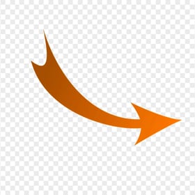 Curved Down Right Orange Arrow HD PNG