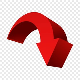 HD Red 3D Curved Arrow Pointing Down PNG