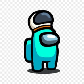 HD Cyan Among Us Character With Astronaut Helmet PNG