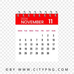 Vector Calendar Page for November 2024 HD Transparent PNG