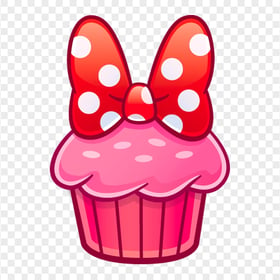 Pink Cupcake With Minnie Mouse  Ribbon PNG