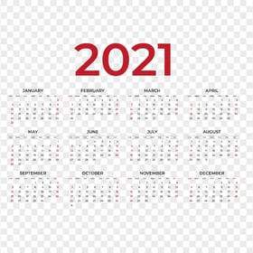 HD 2021 Calendar Black & Red Clipart PNG